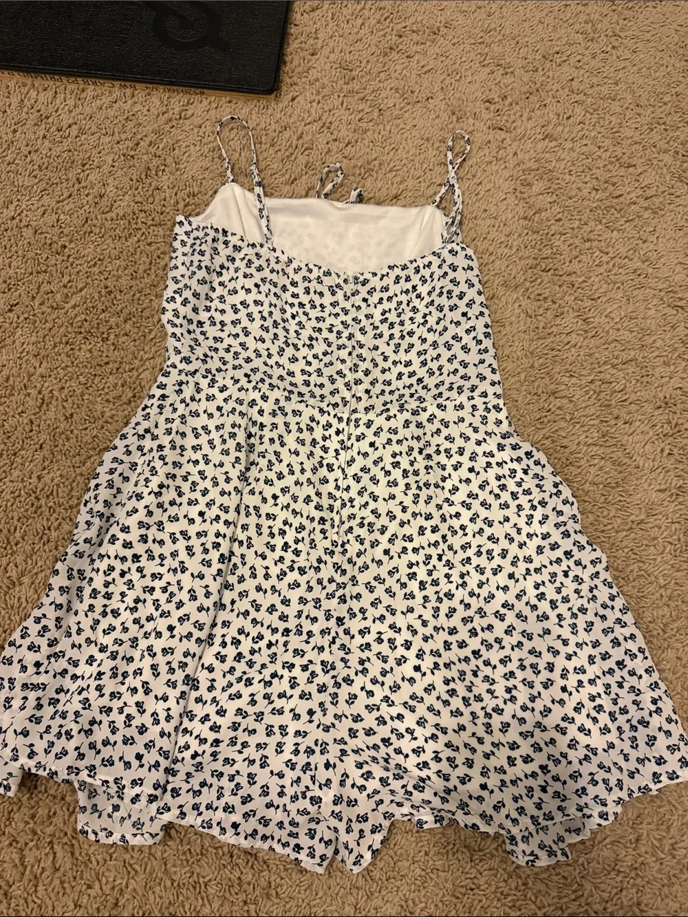 White & Navy Floral Spaghetti Strap Sundress